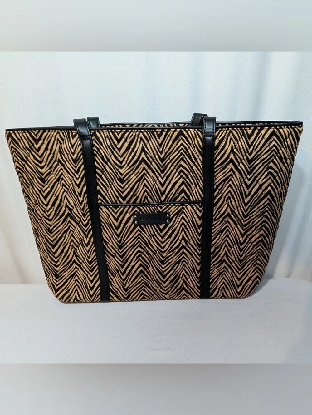 Vera Bradley Zebra Print Laptop Tote Brown Black Modern Animal Bag Purse Work